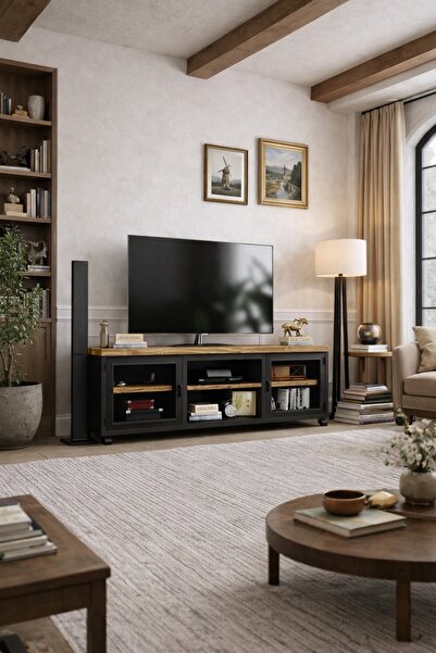 KIYMIK HOME Zambak Tv Ünitesi – %100 Gerçek Ağaç, Uzun Ömürlü Kullanım, Kişiy...