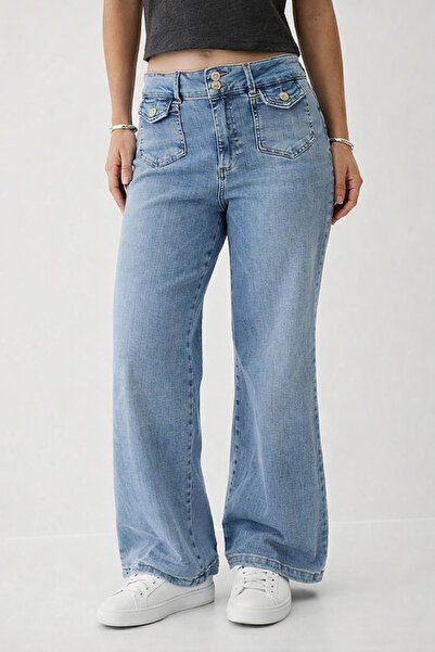 september island Shan Mavi Renk Yüksek Bel Straight Leg Jeans