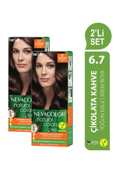 Neva Color Natural Colors 2'Lİ SET 6.7 ÇİKOLATA KAHVE Kalıcı Krem Saç Boyası ...