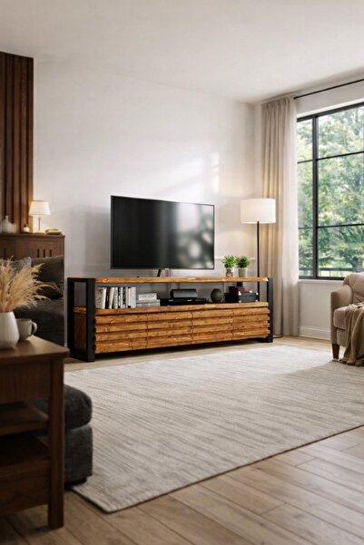 KIYMIK HOME Ihlamur Tv Ünitesi – %100 Gerçek Ağaç, Uzun Ömürlü Kullanım, Kişi...