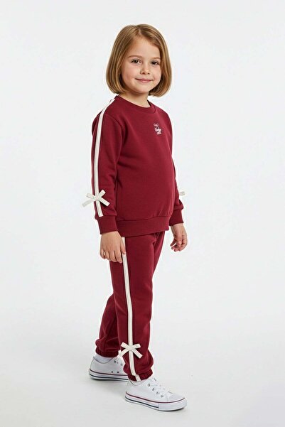 Fulla Moda Set pentru fete cu fundă cu dungi și broderie textilă