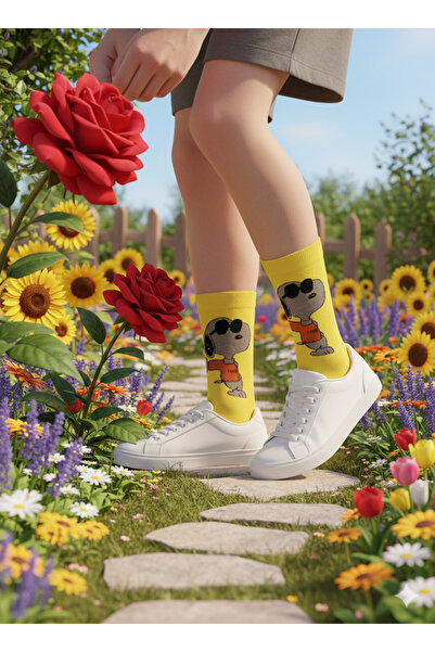 AL Bİ 90LIK Памучни чорапи с шарки на Снупи от филма „Снупи“