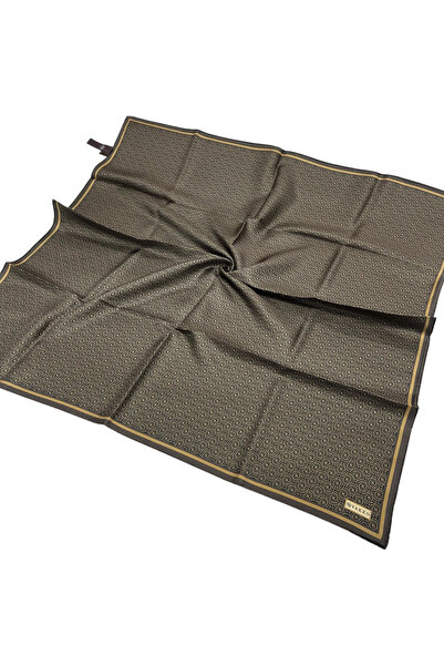 Vakko Twill İpek Eşarp - Yeni Monogram - Acı Kahve