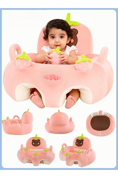 Generic Baby Sitting Sofa with 3 Removable Strawberry Toys & Armrests, Infant...