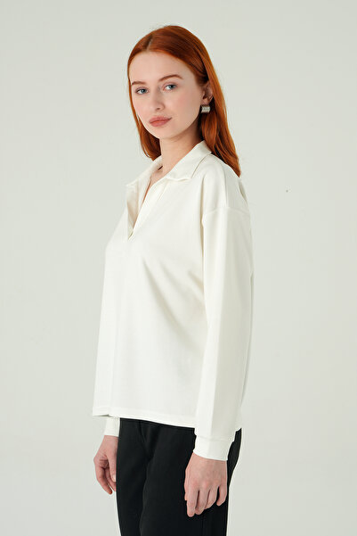 Rays 8275A Shirt Collar Sweatshirt Ecru