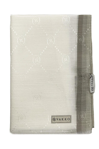 Vakko Pamuk İpek Şal - Hologram - Beyaz Gri