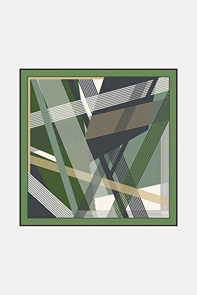 Vakko Twill Silk Scarf - 40804 - Green Ecru