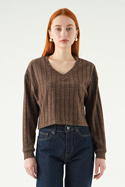 Rays 8259A Bluză cu decolteu în V Maro Bitter
