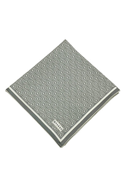 Vakko Twill İpek Eşarp - Yeni Monogram - Kurşun Gri