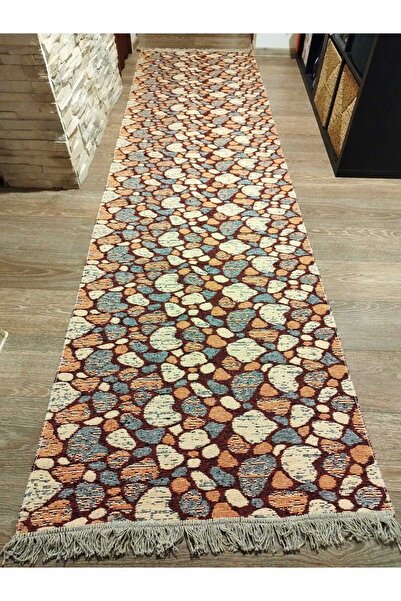 OEM Traditional Carpet, size 80 x 300 cm Red and Cream, Geometric model