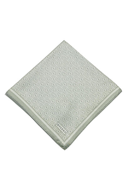 Vakko وشاح حريري من التويل - مونوغرام جديد - أخضر ناعم