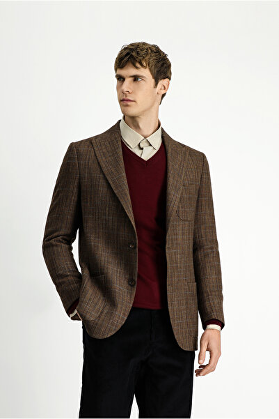 Kiğılı سترة كلاسيكية من الصوف المنقوش بقصة ضيقة