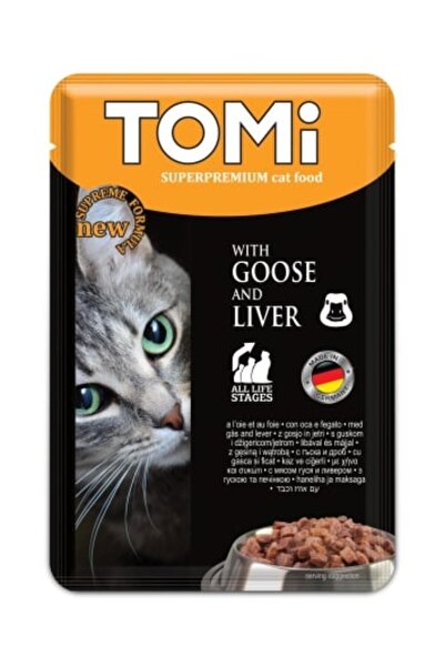 Tomi Kaz Eti ve Ciğerli Pouch Yetişkin Konserve Kedi Maması 100 Gr 1 Adet