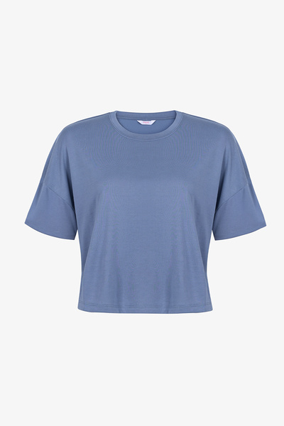 Penti Dark Blue Modal Crop T-Shirt with Slits
