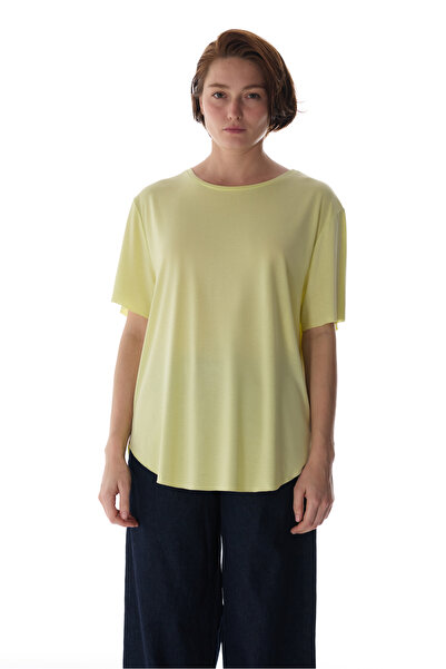 Penti Verde lime guler rotund supradimensionat Modal tricou