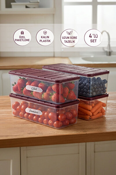 SELKA HOME 4 قطع 2 لتر. حاوية تخزين منظمة للثلاجة من نورا