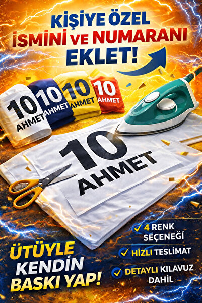 sueloutdoor Forma arkası yazı SİYAH | Forma yazısı Tshirt baskı sayı yazı For...