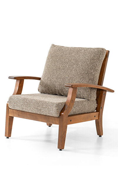 YASÜ Balkon Bahçe Teras Uzanma Koltuğu Ahşap Tekli Berjer Koltuk Demonte Sand...