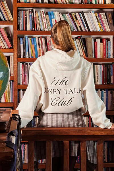 Le'Sluette سترة نسائية قصة فضفاضة قطن مطبوع من Money Talks Club باللون الأبيض