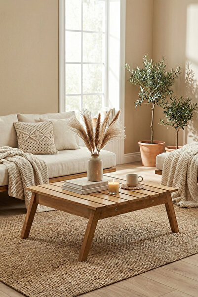 Zem Favela Bohem Sehpa, Natürel Ahşap