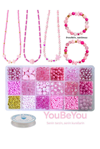 By MO Accessories Çocuklar Için Pembe Boncukla Takı Yapma Seti -hobi Boncuk Y...
