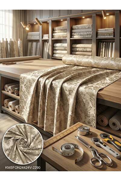 LEVENT ÖZEL Jakar Desenli Dokuma Fon Perdelik Kumaş 100en300boy