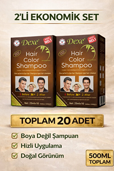 Dexe Açık Kahve Rengi Şampuan 2'li Eko Paket