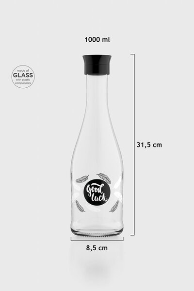 Renga Gala Good Luck Desenli 1000 ml Cam Karaf 212011 Siyah