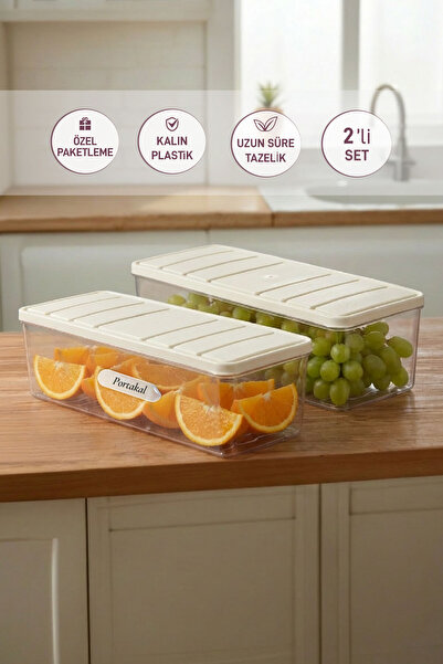 SELKA HOME 2 قطعة سعة 2 لتر. حاوية تخزين منظمة للثلاجة من نورا