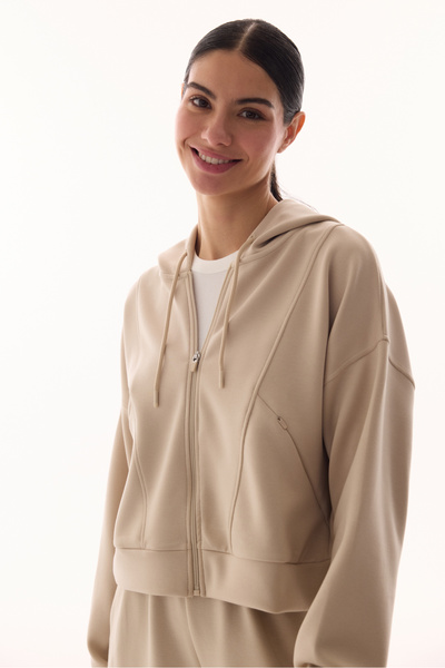 Penti Bej Silky Feel Fermuarlı Hoodie