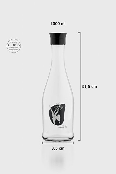 Renga Gala Blossom Desenli 1000 ml Cam Karaf 212011 Siyah