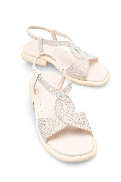 Solo Bag Sandale casual pentru femei, din piele naturală ecru, cu detalii din...