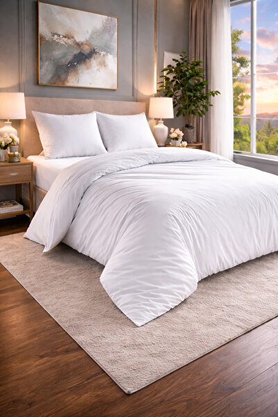 HOMENUP 150x200 Çift Kişilik Nevresim Takımı (LASTİKLİ ÇARŞAFLI) 57 Tel %100 ...