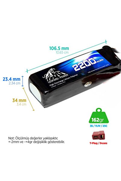 Genel Markalar 2200 mAh 11.1V 3S 25C Lityum Polimer Lipo Batarya Pil T Plug