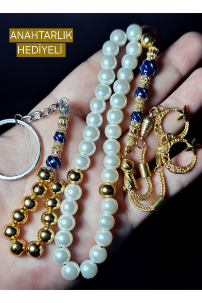 ARSİN TESBİH & AKSESUAR Reis Model Cam İnci Tesbih - Gold Nakkaş Mine İşlemel...