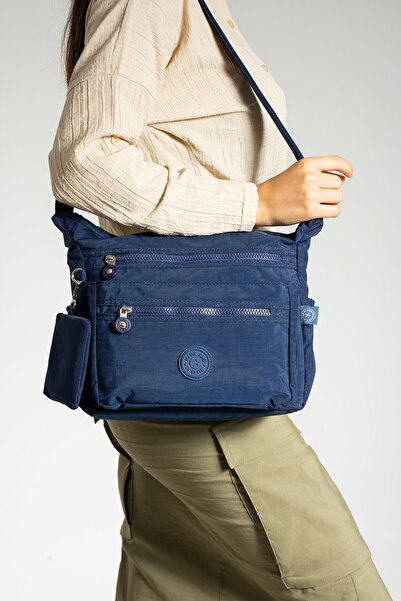 MEGA BAG M 211 Krinkle Fabric Shoulder Bag – Rain Resistant – Navy Blue with ...