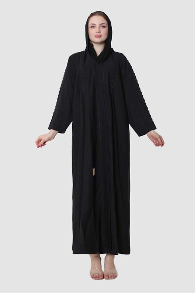 mothhela عباية من ستايلش لف باللون الاسود