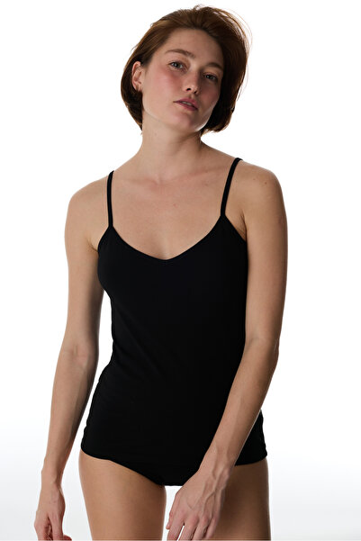 Penti Black Reversible Side Cotton V Neck Tank Top