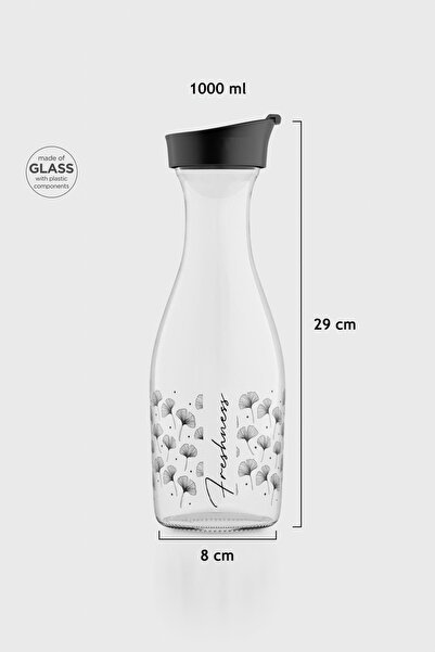 Renga Odesa Çiçek Desenli 1000 ml Cam Karaf 212010 Siyah