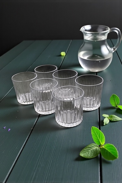 Dore Voir 6 قطع من أكواب زجاجية/ أكواب ويسكي/ أكواب مشروبات خفيفة موديل مقطوع...