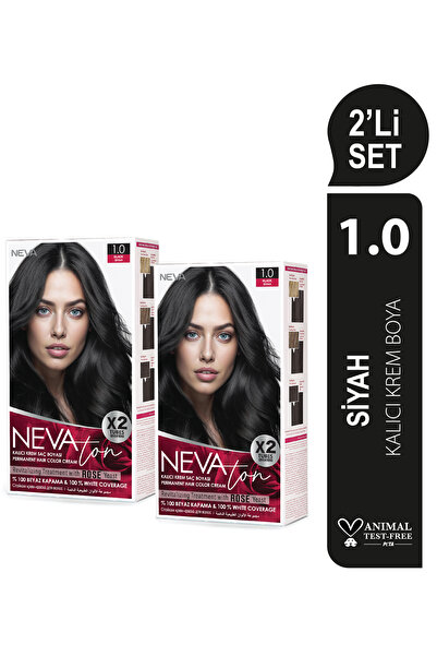 Nevaton 2'Lİ SET 1.0 SİYAH Kalıcı Krem Saç Boyası Seti (4 boya+4 oksidan)