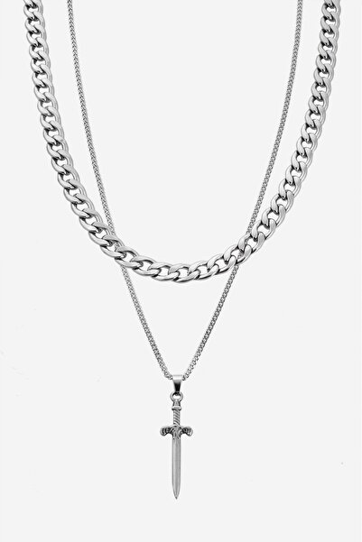 UKHWD SUPPLY 316L Çift Zincir Dagger Sword Kılıç Kolye
