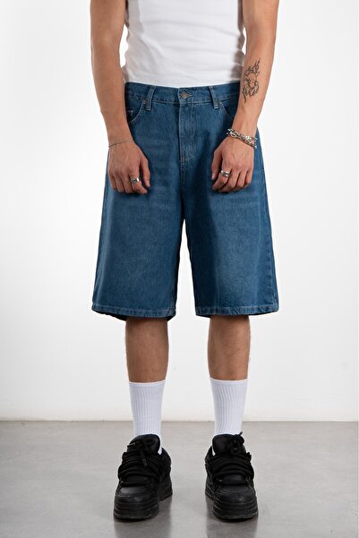 UKHWD SUPPLY Açık Mavi Baggy Jean Erkek Şort Jorts