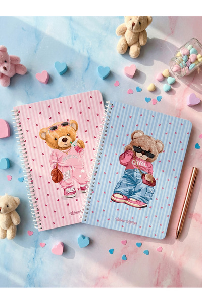 Victoria's Journals Set de 2 caiete de școală cu spirală A5 – Linieată, coper...