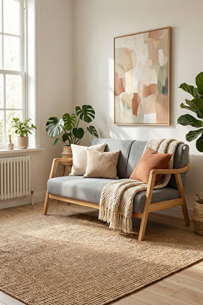 Zem Favela Bohem İkili Berjer Natürel Ahşap, Gri