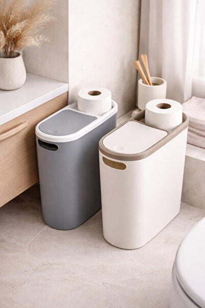 Anadolu Saray Practical Modern 10 Lt Trash Can with Lid – Stylish, Minimalist...