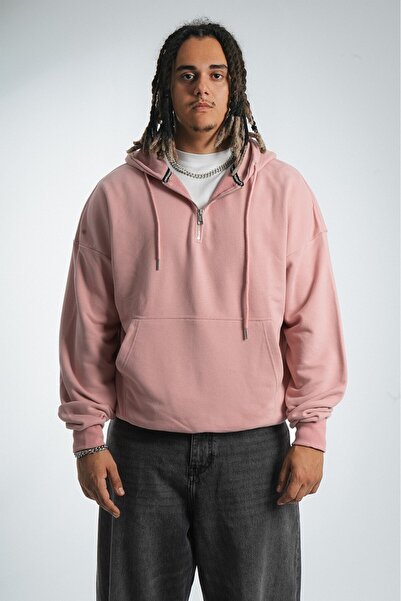 No Future Street Style Half Zip Oversize Erkek Hoodie NF0336GL