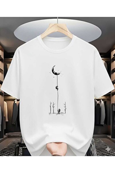 YK WEAR ΜΠΛΟΥΖΑΚΙ "Unisex Moon and Astronaut DIGITAL Printed Crew Neck Oversi...