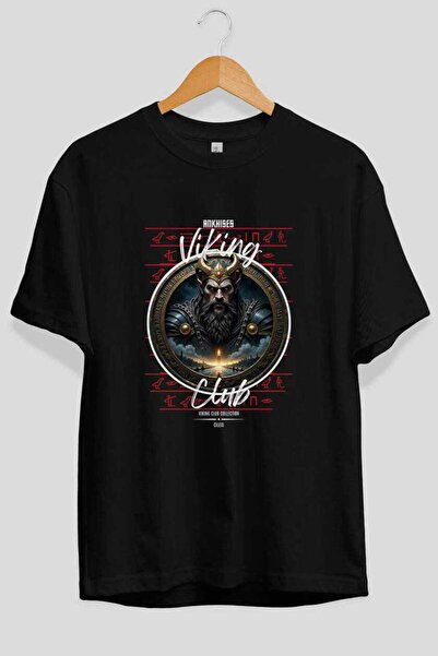 Ankhises Viking Mythology 7 Pre-Printed Black Oversize T-Shirt Men Women Cott...