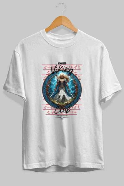 Ankhises Tricou Baldur cu imprimeu frontal, alb, supradimensionat, pentru băr...